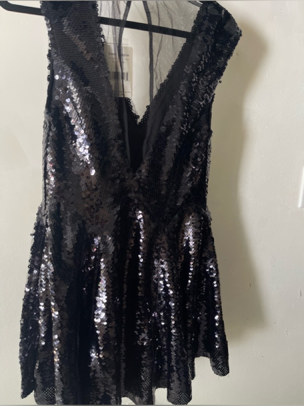 Free People Black Sequin Combo Party Dress